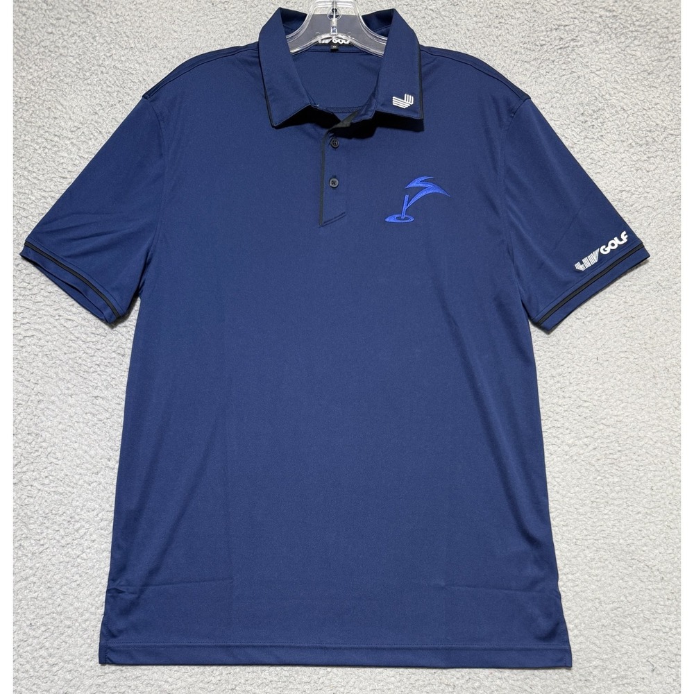 LIV Golf Smash GC Logo Polo Shirt Mens Medium Short Sleeve Performance Blue